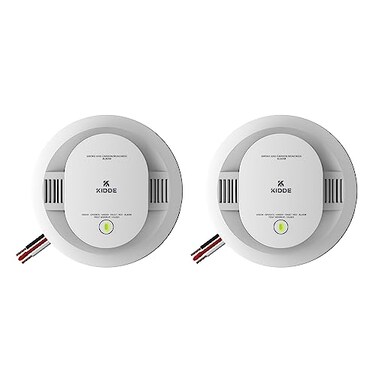 Kidde Hardwired SmokeCarbon Monoxide Detector, AA Battery Backup, Voice Alerts, Interconnectable, LED Warning Light Indicators, 2 Pack