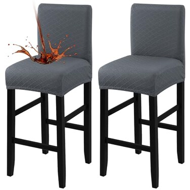 Fuloon Waterproof Barstool Covers Chair Slipcovers, Grey, 2 Pack