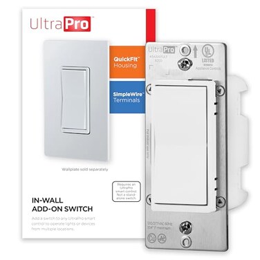 UltraPro Z-Wave Add-On Switch, Paddle, White, 1 Pack