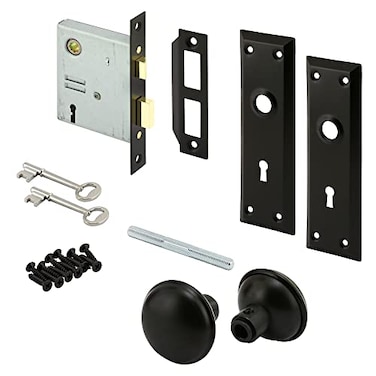Prime-Line E 2798 Mortise Keyed Lock Set, Matte Black Knob, Single Pack