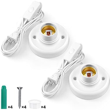 Yexiya 2 Pcs Plug-in Light Socket with on off Switch E26/E27