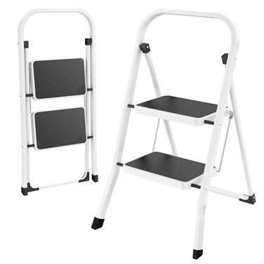 HBTower Step Ladder Folding Step Stool for Adults with Anti-Slip Pedal