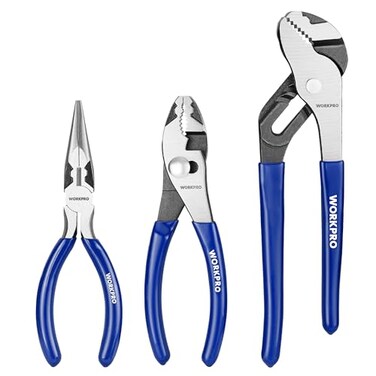 WORKPRO Pliers Set, 3-Piece Plier Tool Set with Soft Handle