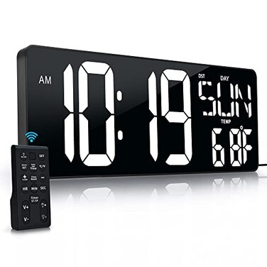 CYMHCHL 17.2"Large Digital Wall Clock Large Display with Remote Control 180&deg;Visible