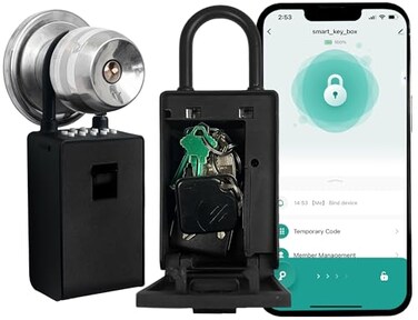 Kingsley Smart Wall Mount Key Lock Box with Bluetooth Keyless Entry, Extra Large for KeysAccess Cards, Auto Lock, App Control, IP65 Waterproof, Secure Code, for Home, Office,Airbnb (Standard