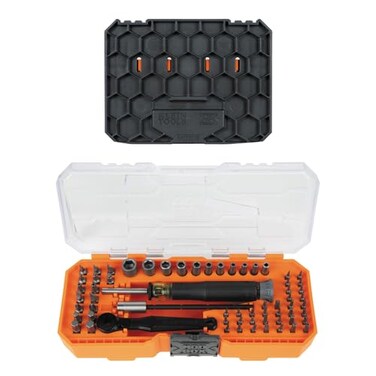 Klein Tools 80177 MODbox Ratcheting Driver Set with MODbox Case Adapter, Modular Tool System Side Rail Attachment, 65 Piece