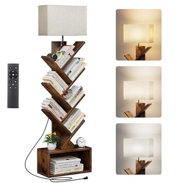 Evermagin 6 Tier Tree Bookshelf with Light, Bookcase, Remote Control