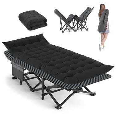 Generic Camping Cot, 28'' Wide Sleeping Cots for Adults, IndoorOutdoor with Pad