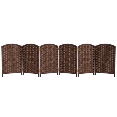 Red Lantern 2 ft. Short Diamond Weave Fiber Folding Screen - Dark Mocha - 6 Panel