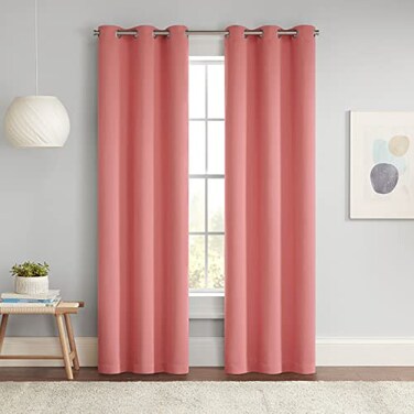 Eclipse Darrell Blackout Grommet Curtain, 37x63, Coral
