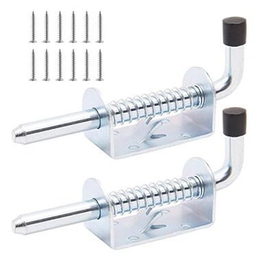suiwotin 5 Inch Spring Loaded Gate Latch Pin, 2pcs Barrel Bolt Spring Latch
