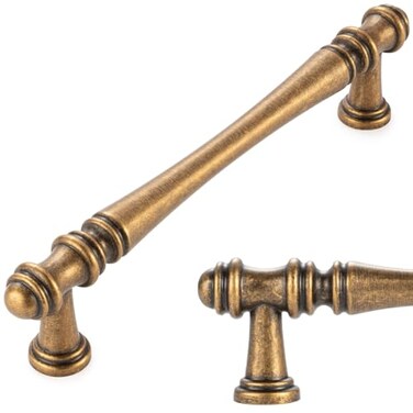 KOOFIZO 10 Pack 5 in Antique Brass Cabinet Pulls, Brass Drawer Handles P30