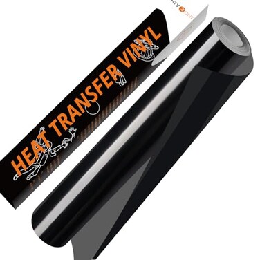 HTVRONT Black HTV Vinyl Roll - 12" x 10ft Black Iron on Vinyl