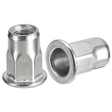 uxcell M5 Half Hex Body Rivet Nuts, 60pcs 304 Stainless Steel Flat Head Threaded Insert Nuts for Metal, Plastic
