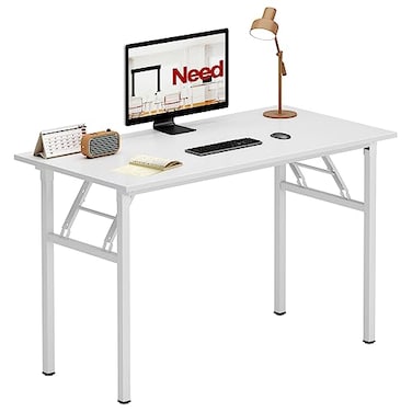 Need Office Computer Desk 39.3 Inch Sturdy Folding Laptop Table White
