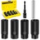 Topec 6PCS Deep Lug Nut Removal Tool, 1/2" Drive Lug Nut Extractor Set, 17,19,21,22MM Wheel Lock Removal Kit, Spark Plug Extractor Socket Set for Stripped, Rounded, Damaged BoltsStuds