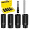 Topec 6PCS Deep Lug Nut Removal Tool, 1/2" Drive Lug Nut Extractor Set, 17,19,21,22MM Wheel Lock Removal Kit, Spark Plug Extractor Socket Set for Stripped, Rounded, Damaged BoltsStuds