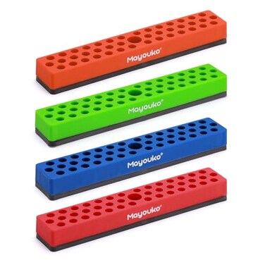 Mayouko 4PCS 1/4" Magnetic Hex Bit Holder Rack Organizer, 172 Holes, 1/4-Inch Drill Bit Holder, 4 Racks, Magnetic Bit Holder with Magnet Base for Screwdriver Bits