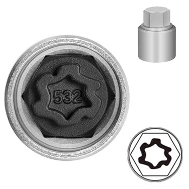JEUCLEL 532 Wheel Locking Nut Key for VW, Socket Adapter (OD 28mm-ID 25mm