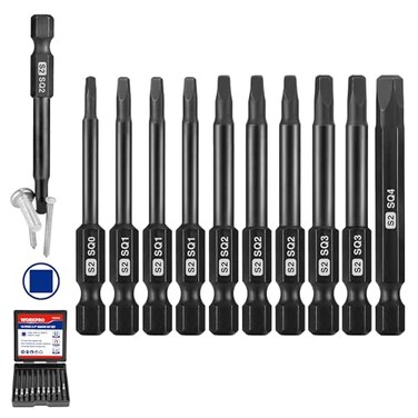 WORKPRO 10PCS Square Drive Bit Set, Magnetic Impact Screwdriver Bits