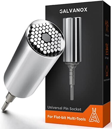 Galvanox Universal Socket Adapter Compatible with Leatherman Flat Bit System - Skeletool, Surge, MUT, Wave Plus and Signal Multitool Kit Set (Multi-Tool Accessories