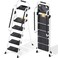 KINGRACK 5 Step Ladder, Folding Step Ladders for Home, 800lb Capacity,White