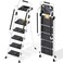 KINGRACK 5 Step Ladder, Folding Step Ladders for Home, 800lb Capacity,White