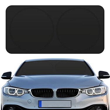 Woanger Car Windshield Shade Foldable Front Window Sun Visor Solid Black