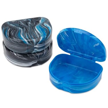 Practicon Marble Retainer Cases, Orthodontic Aligner Case, Mouth Guard Holder (3 Pack(Midnight