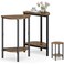 Vagusicc Side Table, Small Round End Table, Set of 2 Half Round Side Table for Living Room, 2 Tier Small Couch Side Tables, Round Coffee Table, Thin Accent Sofa Table Narrow Entryway Table, Brown