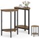 Vagusicc Side Table, Small Round End Table, Set of 2 Half Round Side Table for Living Room, 2 Tier Small Couch Side Tables, Round Coffee Table, Thin Accent Sofa Table Narrow Entryway Table, Brown