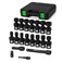TecoTek 19 PCS 1/2" Drive Shallow Universal Impact Socket Set, Swivel Socket Set, Metric Socket Set with Flexible Wobble, 10-24mm, Cr-Mo Steel, Includes Extension Bars and Adapter