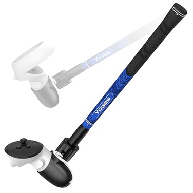 YOGES VR Golf Club Attachment Compatible with Meta Quest 3S/ Quest 3/ Oculus Quest 2 Controller, Non-Slip VR Golf Handle Grips 90 Degree Keep Tracking for Golf VR Games (ONLY for Right Controller