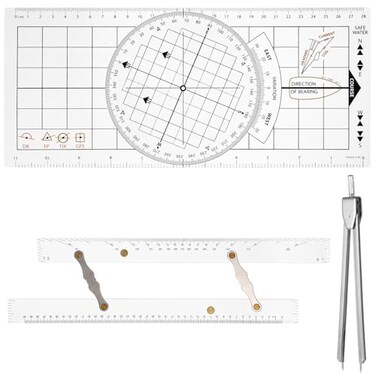 OMISTAR 3 Pcs Basic Navigation Set, Including Marine Parallel Ruler, Nautical Protractor, and Navigation Fixed Point Divider, Marine Accessories with Clear Scales for Boat
