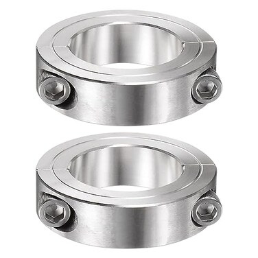 HARFINGTON 2pcs Shaft Collar for 1-5/8" Rod 2-5/8" OD 11/16" Width 304 Stainless Steel Double Split Axle Clamp-On Collar with Set Screw