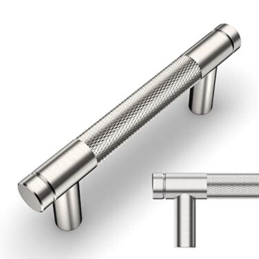 Amerdeco 10 Pack Brushed Satin Nickel Knurled Cabinet Pulls 3