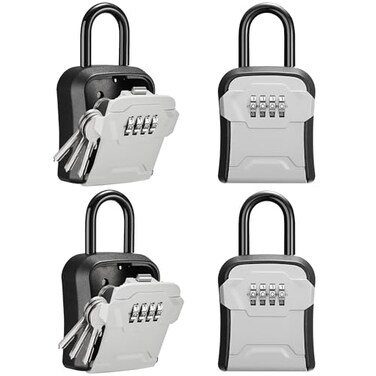 Puroma Key Lock Box for House Keys Combination Lockbox with Code, 4 Gray