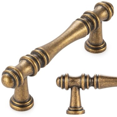 KOOFIZO 10 Pack 3 in Antique Brass Cabinet Pulls, Brass Drawer Handles P30