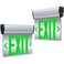 SASELUX Led Edge-Lit Exit Sign ,Brushed Aluminum Housing Double-Sided Mirrored Rotating Acrylic Panel,Hardwired Emergency Exit Signs with Battery Backup, 120V-347VAC,Green Led Emergency Exit Light for