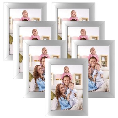 Giftgarden 5x7 Picture Frame Silver Set of 7, Multi Modern 5 x 7 Silver Frames for Wall or Tabletop Display