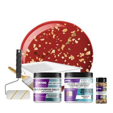 Beyond Paint Countertop Makeover Kit with Paint, Sealer, Flecks and Tools for Countertops, Poppy