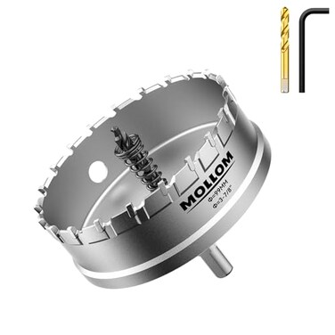 Mollom 3-7/8" (99mmHeavy Duty Carbide Hole Saw with 2 Pilot Bits