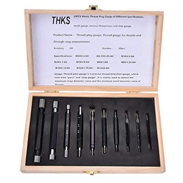 YWBL-WH 10Pcs Thread Plug Gages Double End Through Stop Hand Measurement Tool (Metric Thread