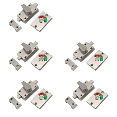 Flylin 5Pcs Door Lock Indicator, Door Privacy Latch Indicating Lock(Silver