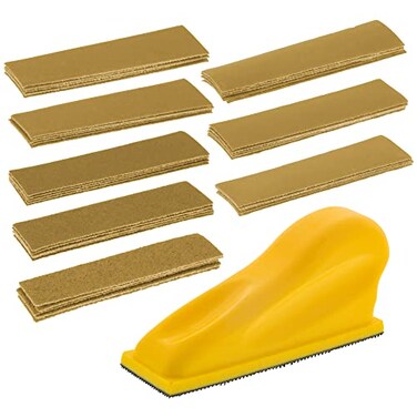 Dura-Gold Micro Hand Sanding Block Kit, 3.5” x 1” Pad, HookLoop Backing