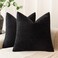Foindtower Solid Textured Chenille Throw Pillow Covers 20x20 Inch,Black