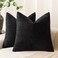Foindtower Solid Textured Chenille Throw Pillow Covers 22x22 Inch,Black