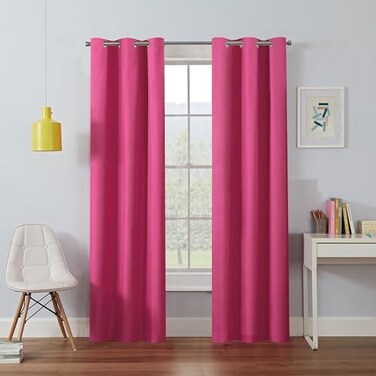 Eclipse Kendall Thermal Blackout Grommet Curtain, 42x54, Raspberry
