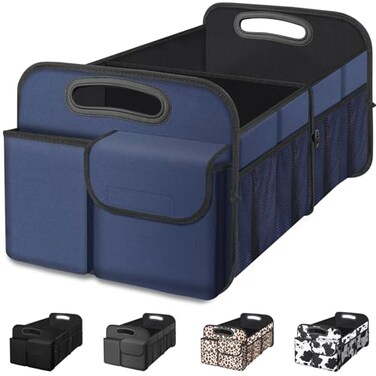 Femuar Car Trunk Organizer, Collapsible, Waterproof, Non-Slip, Blue, 52L, 5 Compartments, Rectangular, Portable, Practical/Functional