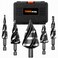 THINKWORK 5Pcs HSS Step Drill Bit, 4 Spiral Flute Unibit for Metal-59 Steps